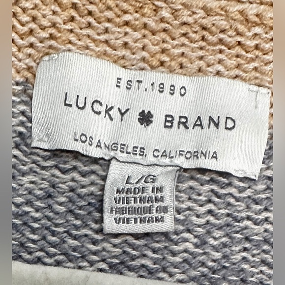 EUC Lucky Brand Neutral Aztec Detail cardigan sweater. L. - Picture 4 of 6